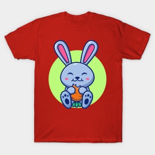 Cute Rabbit Eating Carrot Cartoon (2) T-Shirt